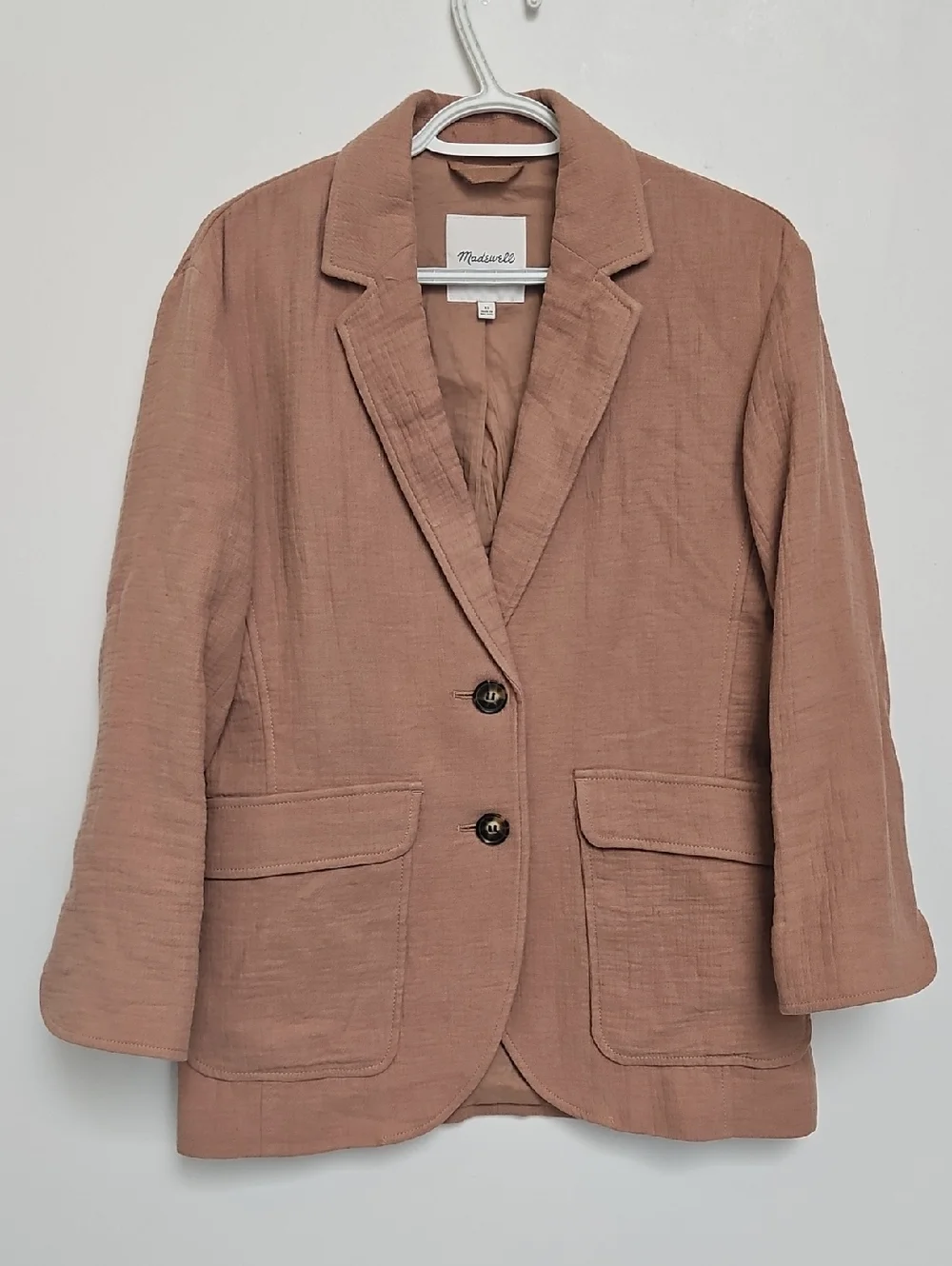Madewell Cotton-Linen Oversized Relaxed Larsen Blazer in Faded Earth Sz XS - M - Picture 4 of 12